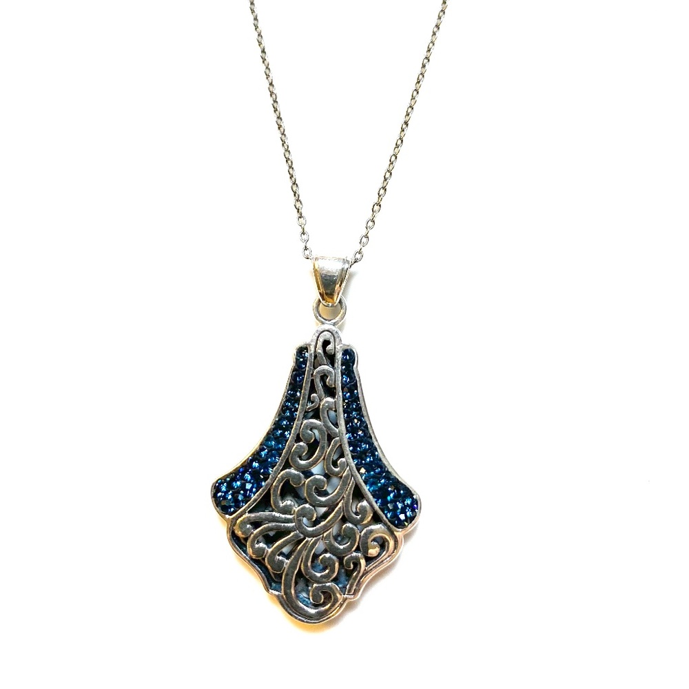 Sterling Silver Bali Bling Fan Necklace